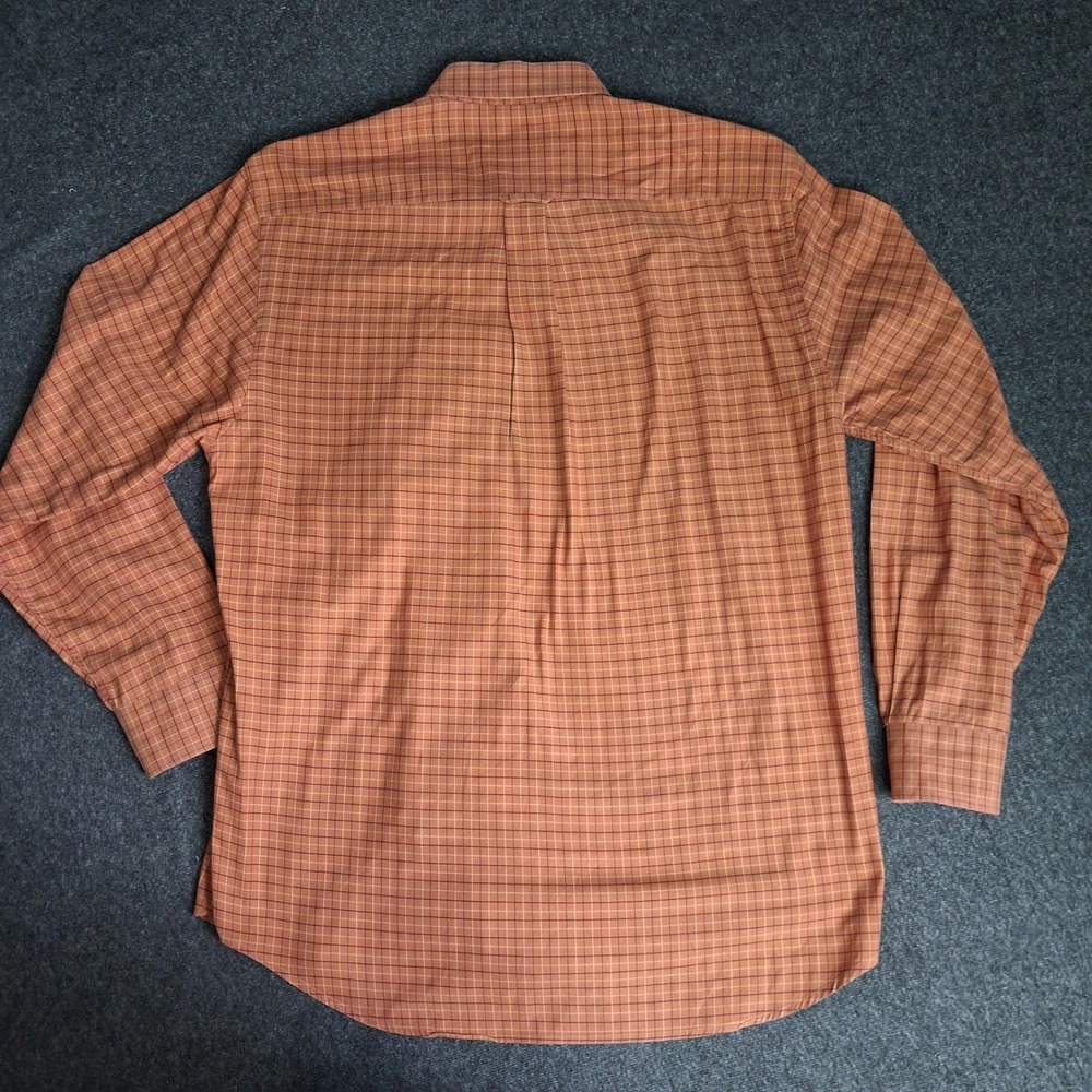 Barbour Mens Orange Tattersall Check Button Down Shirt Cotton Size Medium Preppy - Picture 10 of 10